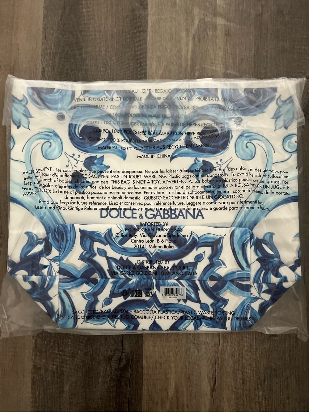Dolce & Gabbana White & Blue Large Cooler Tote Beach Bag - Picture 3 of 4